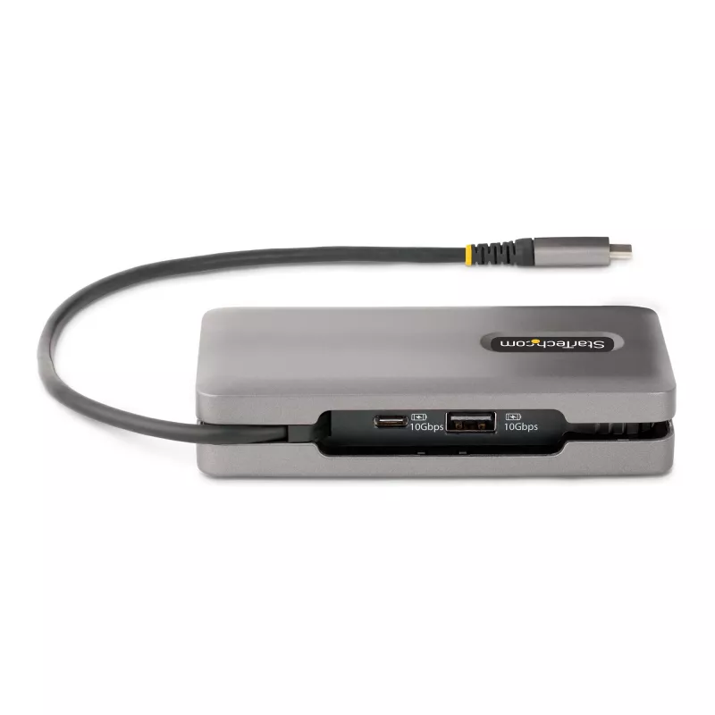 StarTech.com USB-C kelių prievadų adapteris – 4K 60Hz HDMI/DP – 3 prievadų USB centras – 100W Power Delivery perdavimas – GbE – kelioninė mini dokovimo stotelė su įkrovimu – 30 cm apvyniojamas kabelis