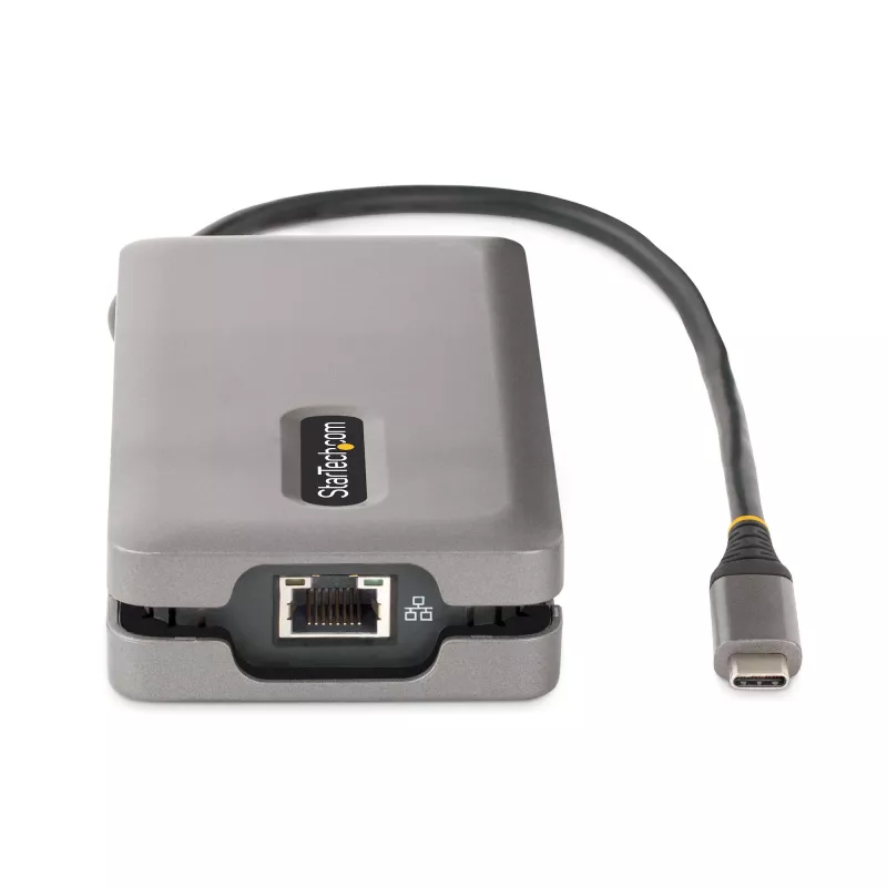 StarTech.com USB-C kelių prievadų adapteris – 4K 60Hz HDMI/DP – 3 prievadų USB centras – 100W Power Delivery perdavimas – GbE – kelioninė mini dokovimo stotelė su įkrovimu – 30 cm apvyniojamas kabelis