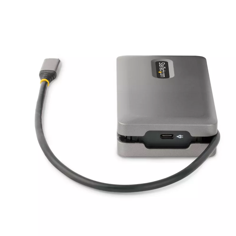 StarTech.com USB-C kelių prievadų adapteris – 4K 60Hz HDMI/DP – 3 prievadų USB centras – 100W Power Delivery perdavimas – GbE – kelioninė mini dokovimo stotelė su įkrovimu – 30 cm apvyniojamas kabelis
