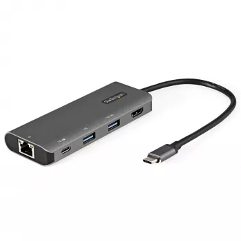 StarTech.com USB-C kelių prievadų adapteris – 10Gbps USB Type-C mini dokas su 4K 30Hz HDMI – 100W maitinimo perdavimas – 3 prievadų USB šakotuvas, GbE – USB 3.1/3.2 Gen 2 nešiojamojo kompiuterio dokas – 25 cm kabelis