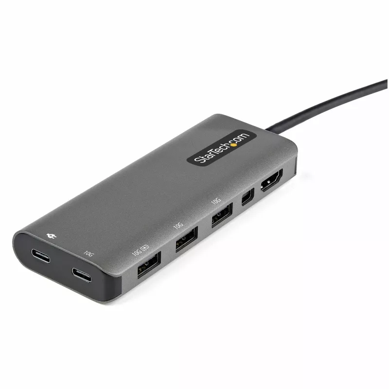 StarTech.com USB-C kelių prievadų adapteris - USB-C į HDMI arba Mini DisplayPort 4K 60Hz, 100W PD perdavimas, 4 prievadų 10Gbps USB šakotuvas - USB Type-C mini dokas - su 30 cm laidu