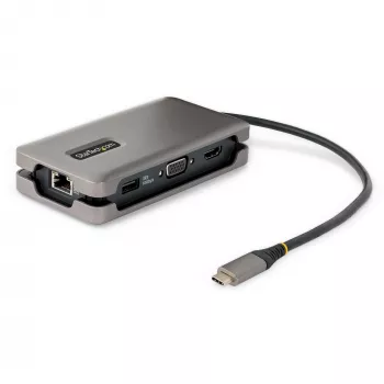 StarTech.com USB-C kelių prievadų adapteris – HDMI/VGA – 4K 60Hz – 3 prievadų USB centras – 100W Power Delivery perdavimas – GbE – kelioninė mini dokavimo stotelė su įkrovimu – 1 pėdos/30 cm apvyniojamas kabelis