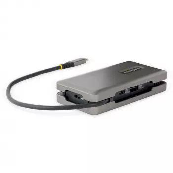 StarTech.com USB-C kelių prievadų adapteris – HDMI/VGA – 4K 60Hz – 3 prievadų USB centras – 100W Power Delivery perdavimas – GbE – kelioninė mini dokavimo stotelė su įkrovimu – 1 pėdos/30 cm apvyniojamas kabelis