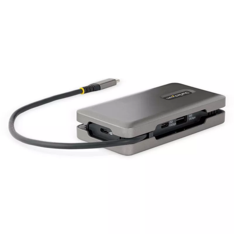 StarTech.com USB-C kelių prievadų adapteris – HDMI/VGA – 4K 60Hz – 3 prievadų USB centras – 100W Power Delivery perdavimas – GbE – kelioninė mini dokavimo stotelė su įkrovimu – 1 pėdos/30 cm apvyniojamas kabelis