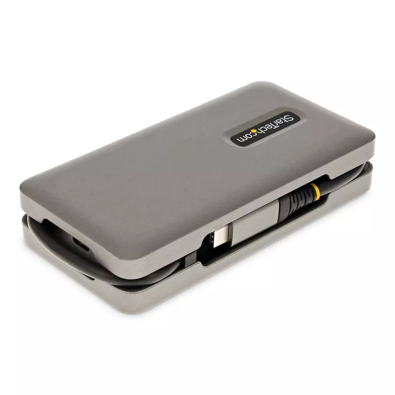 StarTech.com USB-C kelių prievadų adapteris – HDMI/VGA – 4K 60Hz – 3 prievadų USB centras – 100W Power Delivery perdavimas – GbE – kelioninė mini dokavimo stotelė su įkrovimu – 1 pėdos/30 cm apvyniojamas kabelis