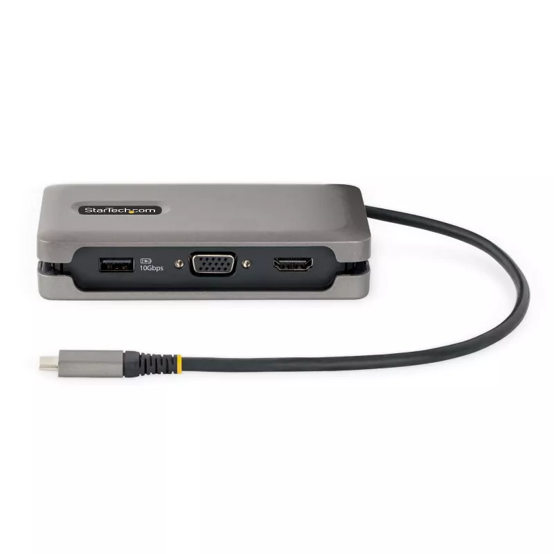 StarTech.com USB-C kelių prievadų adapteris – HDMI/VGA – 4K 60Hz – 3 prievadų USB centras – 100W Power Delivery perdavimas – GbE – kelioninė mini dokavimo stotelė su įkrovimu – 1 pėdos/30 cm apvyniojamas kabelis