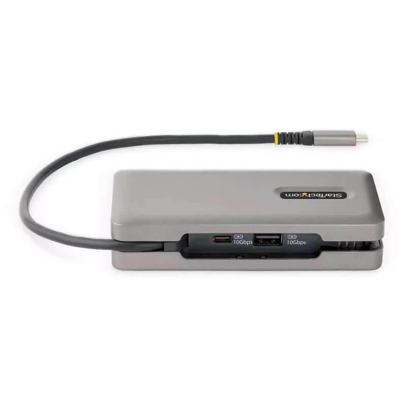 StarTech.com USB-C kelių prievadų adapteris – HDMI/VGA – 4K 60Hz – 3 prievadų USB centras – 100W Power Delivery perdavimas – GbE – kelioninė mini dokavimo stotelė su įkrovimu – 1 pėdos/30 cm apvyniojamas kabelis