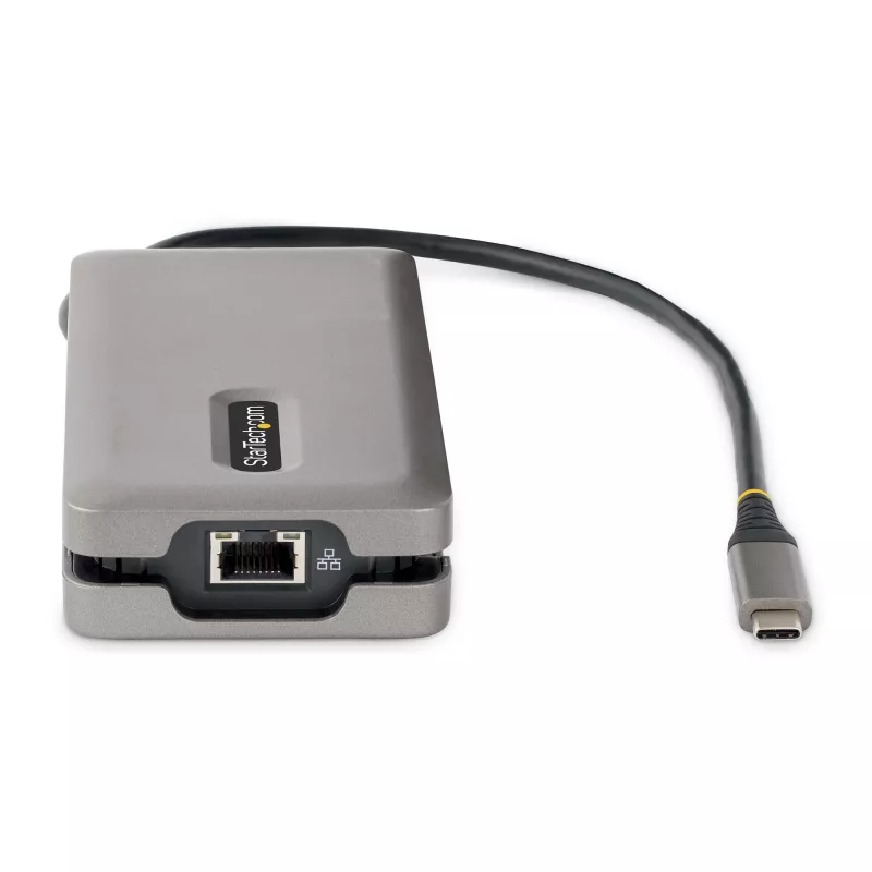 StarTech.com USB-C kelių prievadų adapteris – HDMI/VGA – 4K 60Hz – 3 prievadų USB centras – 100W Power Delivery perdavimas – GbE – kelioninė mini dokavimo stotelė su įkrovimu – 1 pėdos/30 cm apvyniojamas kabelis
