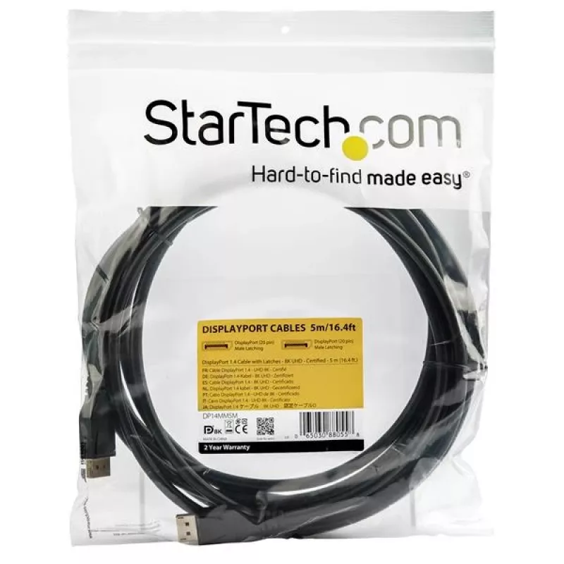 StarTech.com 5 m VESA sertifikuotas DisplayPort 1.4 laidas, 8K 60Hz HBR3 HDR, UHD DisplayPort į DisplayPort monitoriaus laidas, Ultra HD 4K 120Hz DP 1.4 vaizdo laidas M/M DP jungtis