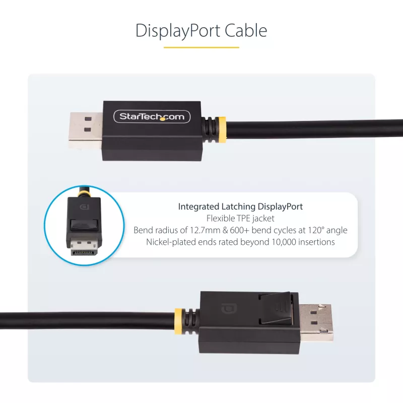 StarTech.com 1 m DisplayPort 2.1 laidas, VESA sertifikuotas DP40, UHBR10/HDR/HDCP 2.2, 8K 60Hz/4K 144Hz su DSC 1.2a, 40Gbps, DP 2.1 laidas, UHD monitoro laidas, M/M