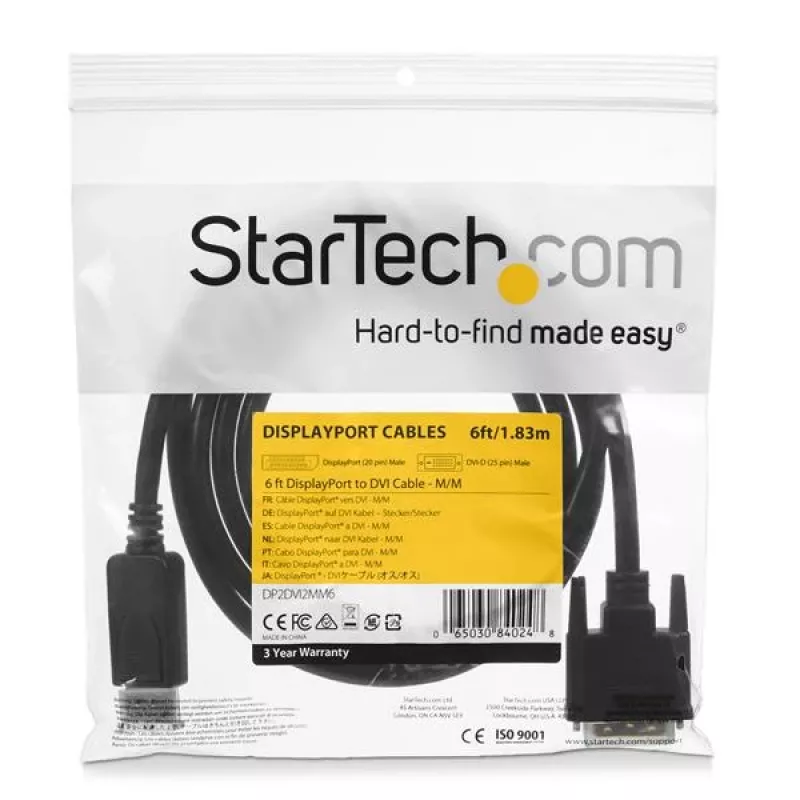 StarTech.com 1,8 m DisplayPort į DVI laidas, pasyvus adapteris, 1080p