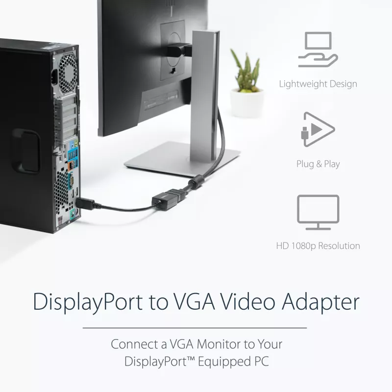 StarTech.com DisplayPort į VGA adapteris – aktyvus keitiklis, 1080p, su fiksavimo jungtimi