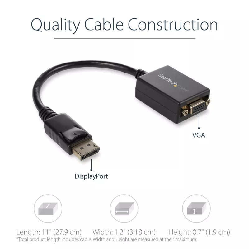 StarTech.com DisplayPort į VGA adapteris – aktyvus keitiklis, 1080p, su fiksavimo jungtimi