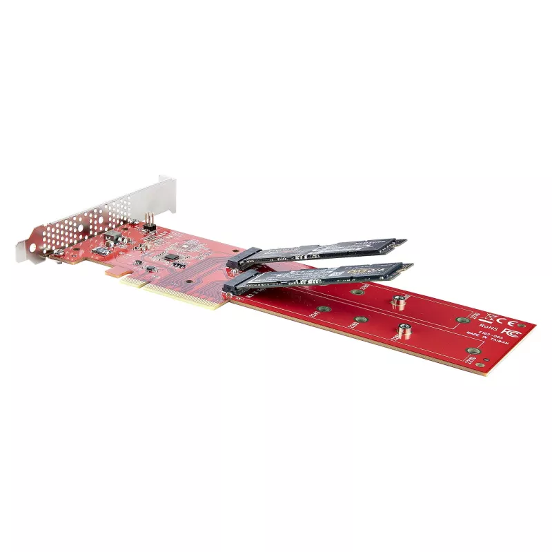 StarTech.com DUAL-M2-PCIE-CARD-B Dvigubas M.2 PCIe SSD adapteris, PCIe x8/x16, PCI Express 4.0, 7,8 GB/s vienam diskui, reikalingas bifurkavimas