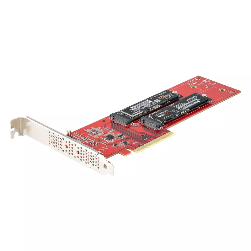 StarTech.com DUAL-M2-PCIE-CARD-B Dvigubas M.2 PCIe SSD adapteris, PCIe x8/x16, PCI Express 4.0, 7,8 GB/s vienam diskui, reikalingas bifurkavimas