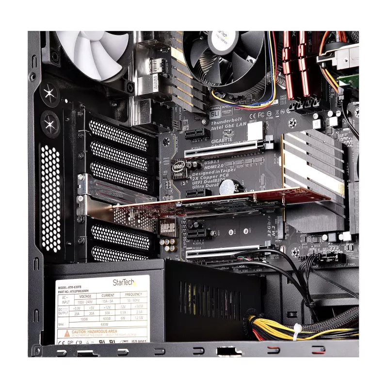 StarTech.com DUAL-M2-PCIE-CARD-B Dvigubas M.2 PCIe SSD adapteris, PCIe x8/x16, PCI Express 4.0, 7,8 GB/s vienam diskui, reikalingas bifurkavimas