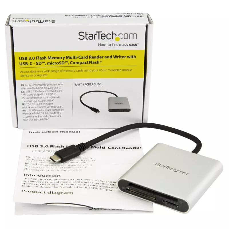 StarTech.com USB 3.0 kortelių skaitytuvas / rašytuvas su USB-C – SD, microSD, CompactFlash