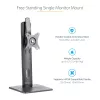StarTech.com laisvai pastatomas monitoriaus stovas – reguliuojamo aukščio monitoriaus stovas – VESA laikikliams iki 32 colių (7 kg) – ergonomiškas monitoriaus stovas ant stalo – pakreipimas / pasukimas / sukimas