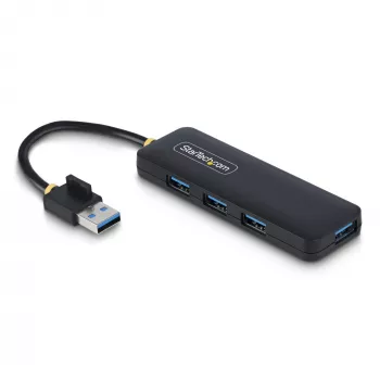 StarTech.com 4 prievadų USB-A šakotuvas, 5Gbps, maitinamas iš magistralės, mažas kelioninis mini USB šakotuvas, kelių prievadų USB 3.0 skirstytuvas, nešiojamas USB šakotuvas, apsauga nuo perkrovos (OCP)