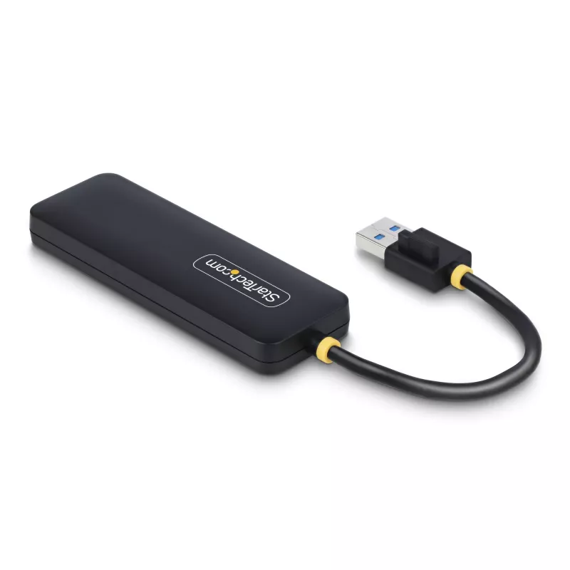 StarTech.com 4 prievadų USB-A šakotuvas, 5Gbps, maitinamas iš magistralės, mažas kelioninis mini USB šakotuvas, kelių prievadų USB 3.0 skirstytuvas, nešiojamas USB šakotuvas, apsauga nuo perkrovos (OCP)