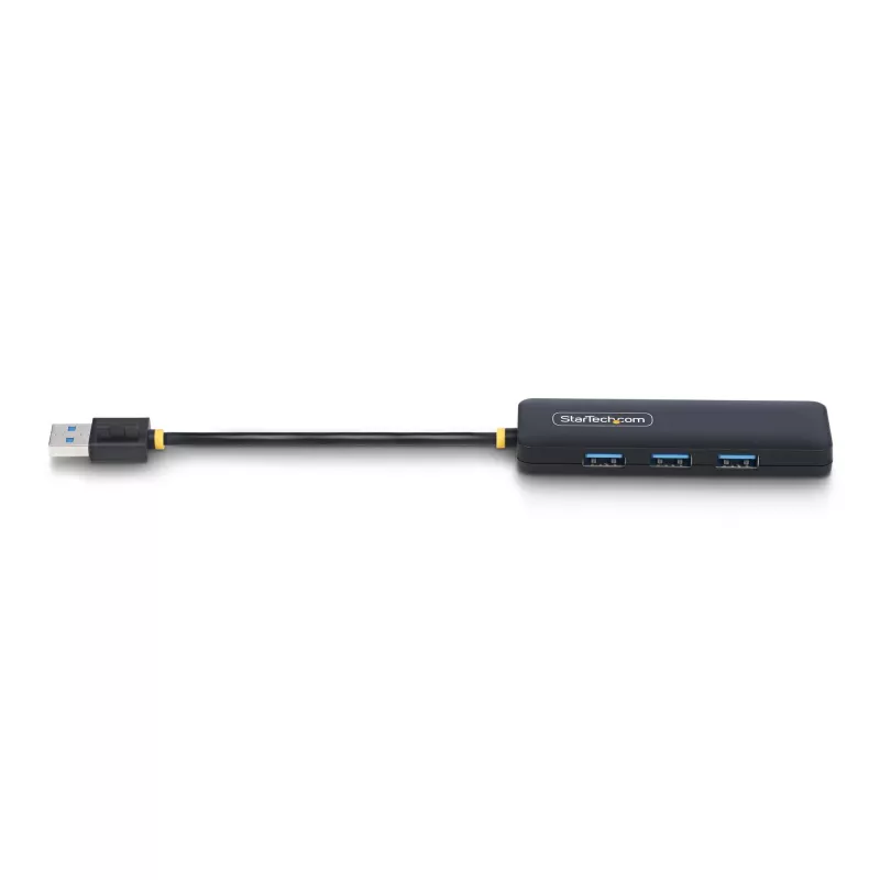StarTech.com 4 prievadų USB-A šakotuvas, 5Gbps, maitinamas iš magistralės, mažas kelioninis mini USB šakotuvas, kelių prievadų USB 3.0 skirstytuvas, nešiojamas USB šakotuvas, apsauga nuo perkrovos (OCP)