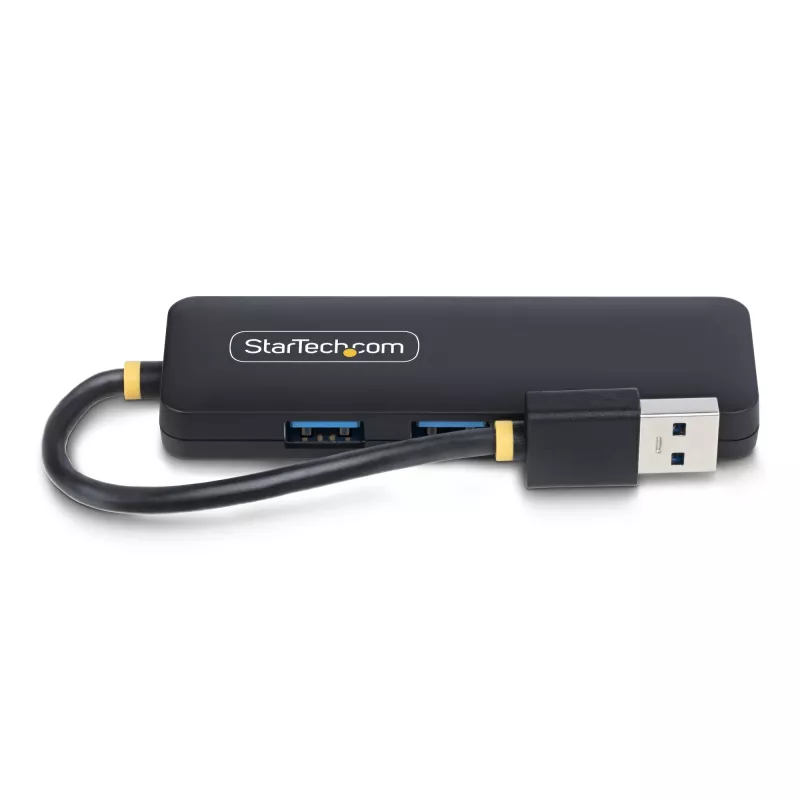 StarTech.com 4 prievadų USB-A šakotuvas, 5Gbps, maitinamas iš magistralės, mažas kelioninis mini USB šakotuvas, kelių prievadų USB 3.0 skirstytuvas, nešiojamas USB šakotuvas, apsauga nuo perkrovos (OCP)