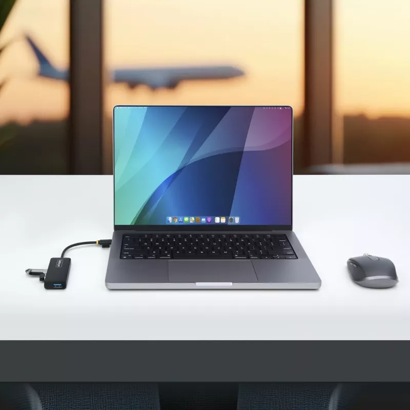 StarTech.com 4 prievadų USB-C šakotuvas, 5Gbps, USB-C į 4x USB-A, maitinamas iš magistralės, mažas kelioninis mini šakotuvas, kelių prievadų USB 3.0 skirstytuvas, nešiojamas šakotuvas, apsauga nuo viršsrovių