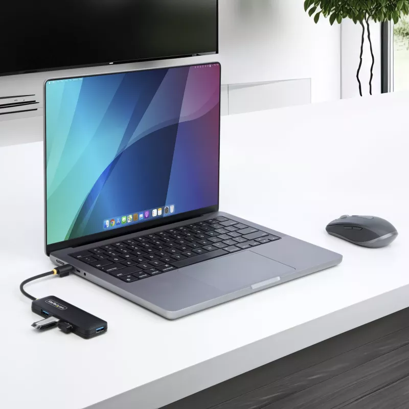 StarTech.com 4 prievadų USB-C šakotuvas, 5Gbps, USB-C į 4x USB-A, maitinamas iš magistralės, mažas kelioninis mini šakotuvas, kelių prievadų USB 3.0 skirstytuvas, nešiojamas šakotuvas, apsauga nuo viršsrovių