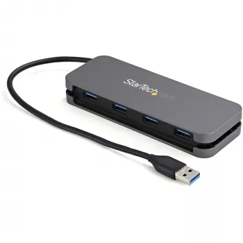 StarTech.com 4 prievadų USB 3.0 šakotuvas – USB-A į 4x USB-A – SuperSpeed 5Gbps nešiojamas USB 3.2 Gen 1 Type-A šakotuvas – maitinamas iš USB – nešiojamiems ir staliniams kompiuteriams su 28 cm ilgio kabeliu ir kabelio tvarkymu