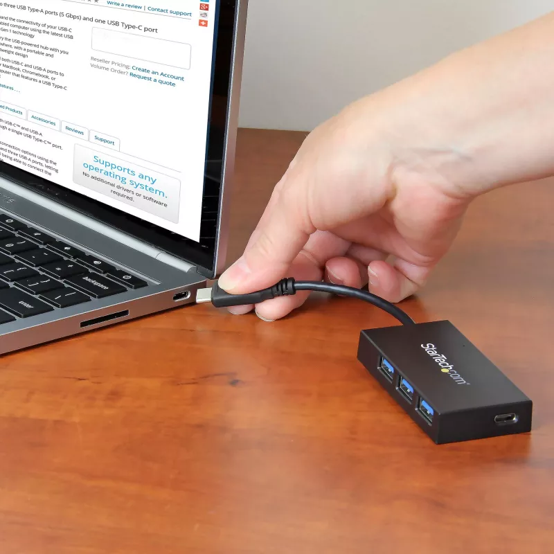 StarTech.com 4 prievadų USB-C šakotuvas - USB-C į 1x USB-C ir 3x USB-A - USB 3.0 šakotuvas - 5 Gbps