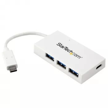 StarTech.com 4 prievadų USB-C šakotuvas su 1x USB-C ir 3x USB-A prievadais (SuperSpeed 5Gbps) – USB maitinamas – nešiojamas USB 3.0 adapteris – USB 3.2 Gen 1 Type-C šakotuvas – baltas