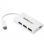 StarTech.com 4 prievadų USB-C šakotuvas su 1x USB-C ir 3x USB-A prievadais (SuperSpeed 5Gbps) – USB maitinamas – nešiojamas USB 3.0 adapteris – USB 3.2 Gen 1 Type-C šakotuvas – baltas