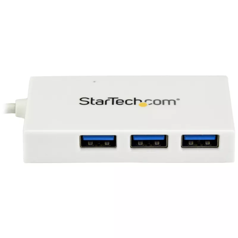 StarTech.com 4 prievadų USB-C šakotuvas su 1x USB-C ir 3x USB-A prievadais (SuperSpeed 5Gbps) – USB maitinamas – nešiojamas USB 3.0 adapteris – USB 3.2 Gen 1 Type-C šakotuvas – baltas