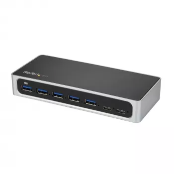 StarTech.com 7 prievadų USB-C centras su greito įkrovimo prievadu - USB-C į 5x USB-A 2x USB-C (USB 3.0 SuperSpeed 5Gbps) - maitinamas USB 3.2 Gen 1 Type-C centras su maitinimo adapteriu - staliniam/nėšiojamam kompiuteriui