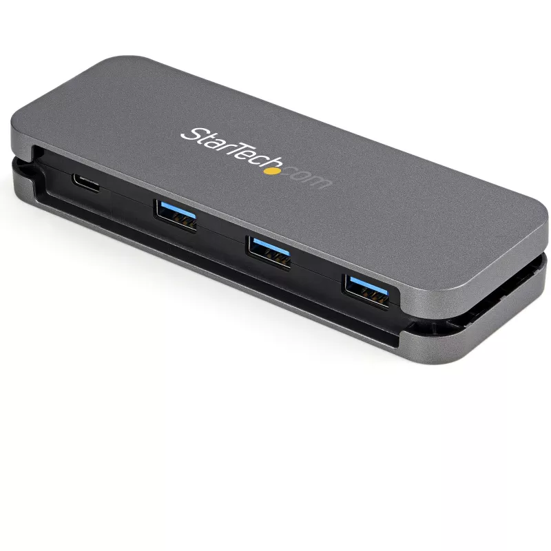 StarTech.com 4 prievadų USB-C centras – 3x USB-A / 1x USB-C – 5Gbps USB 3.0 Type-C centras (3.2/3.1 Gen 1) – maitinamas iš magistralės – nešiojamas USB-C į USB-A adapteris – 28,5 cm kabelis su kabelio tvarkykle