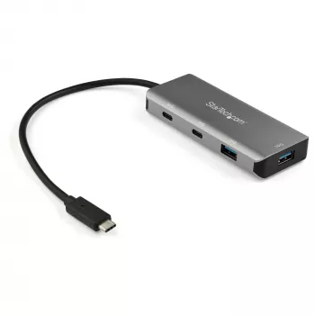 StarTech.com 4 prievadų USB-C centras su 2x USB A ir 2x USB C - SuperSpeed 10Gbps USB Type-C 3.2 Gen 2 centras - maitinamas iš USB - nešiojamas USB-C į USB adapterio centras - aliuminis - 25 cm laidas