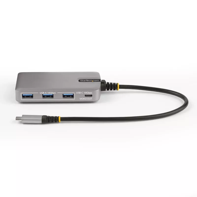 StarTech.com 4 prievadų USB-C šakotuvas su USB-C DP Alt Mode vaizdo išvestimi 4K 60Hz - 3x USB-A, 1x USB Type-C, 100W Power Delivery perdavimas, USB 3.2 10Gbps, 30cm kabelis, nešiojamas USB šakotuvas