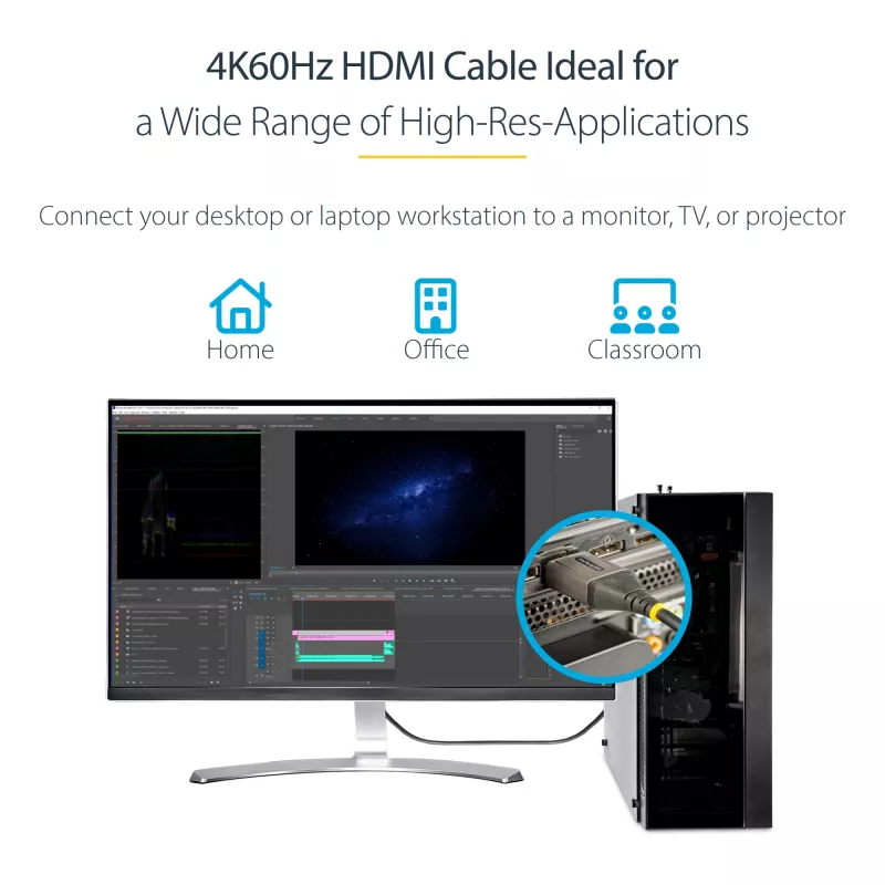 StarTech.com 6ft (2m) Premium sertifikuotas HDMI 2.0 laidas - didelės spartos Ultra HD 4K 60Hz HDMI laidas su Ethernet - HDR10, ARC - UHD HDMI vaizdo laidas - UHD monitoriams, televizoriams, ekranams - M/M
