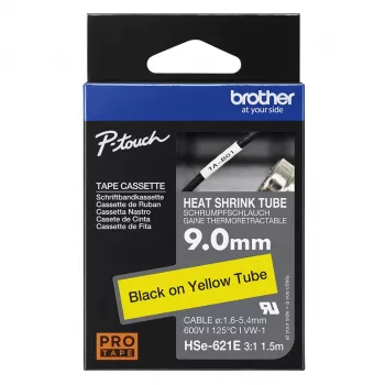 Brother HSE-621E termosusitraukiančio vamzdelio kasetė žymėjimui, 8,8 mm, geltona