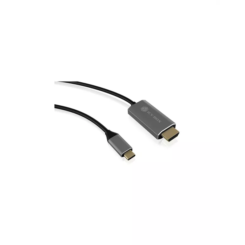 Icy Box IB-CB020-C USB Type-C – HDMI laidas, 1,8 m, 4K 60 Hz, juodas/sidabrinis