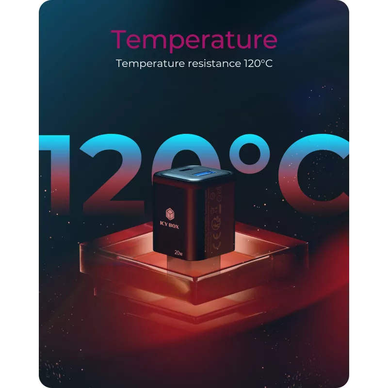 ICY BOX IB-PS1020-PD universalus greitasis AC įkroviklis juodas