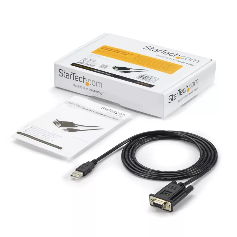 StarTech.com 6ft (1,8 m) USB į RS232 nuoseklųjį adapterį, FTDI DB9, nulinį modemą, USB 2.0 - TAA