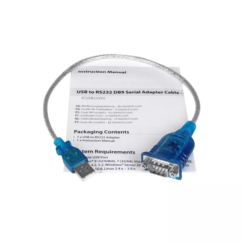 StarTech.com 17 colių (43 cm) 1 prievado USB į RS232 DB9 nuosekliojo adapterio laidas, USB į nuoseklųjį adapterį laidas - M/M