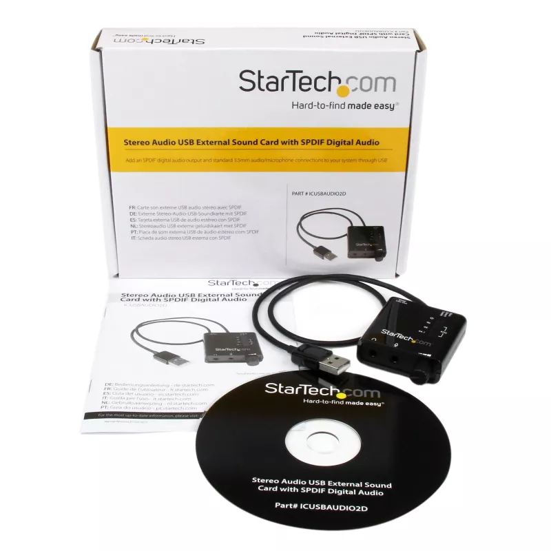 StarTech.com USB stereo garso adapteris su išorine garso plokšte, SPDIF skaitmeniniu garsu ir stereofoniniu mikrofonu