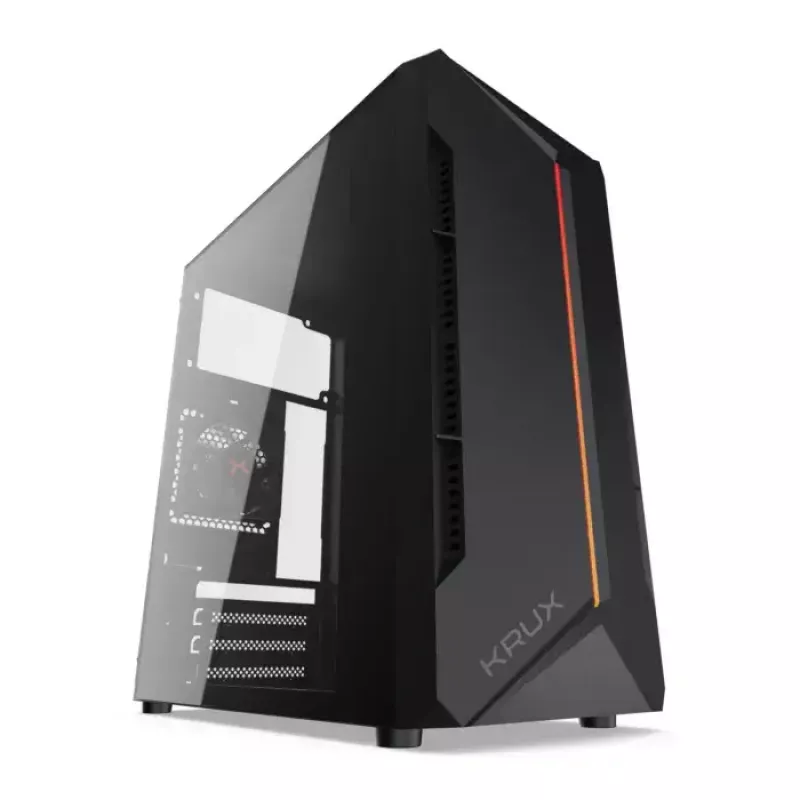 Kompiuterio korpusas KRUX Astro Cube Black – kubo dizainas, micro ATX/mini‑ITX, šoninis langas