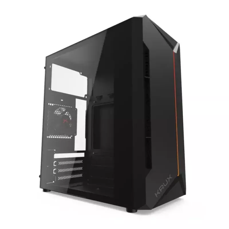 Kompiuterio korpusas KRUX Astro Cube Black – kubo dizainas, micro ATX/mini‑ITX, šoninis langas
