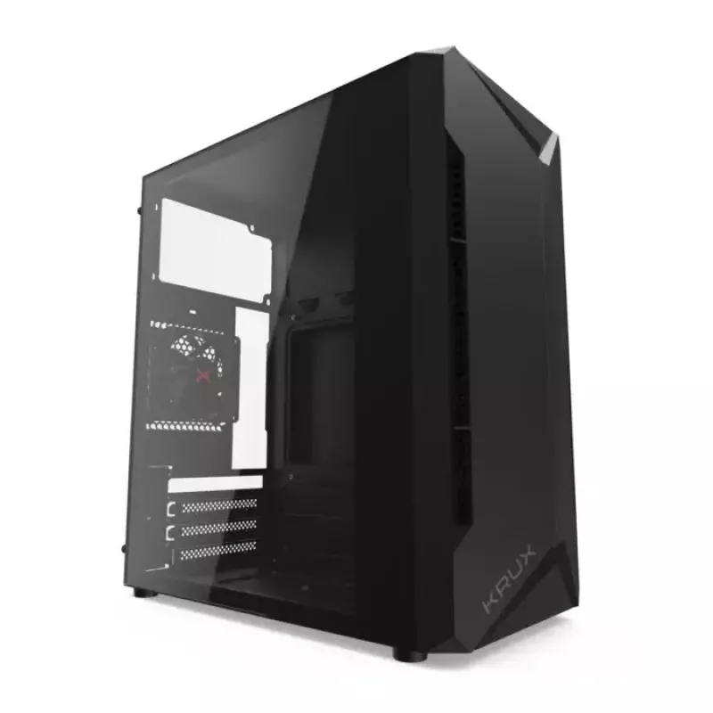 Kompiuterio korpusas KRUX Astro Cube Black – kubo dizainas, micro ATX/mini‑ITX, šoninis langas