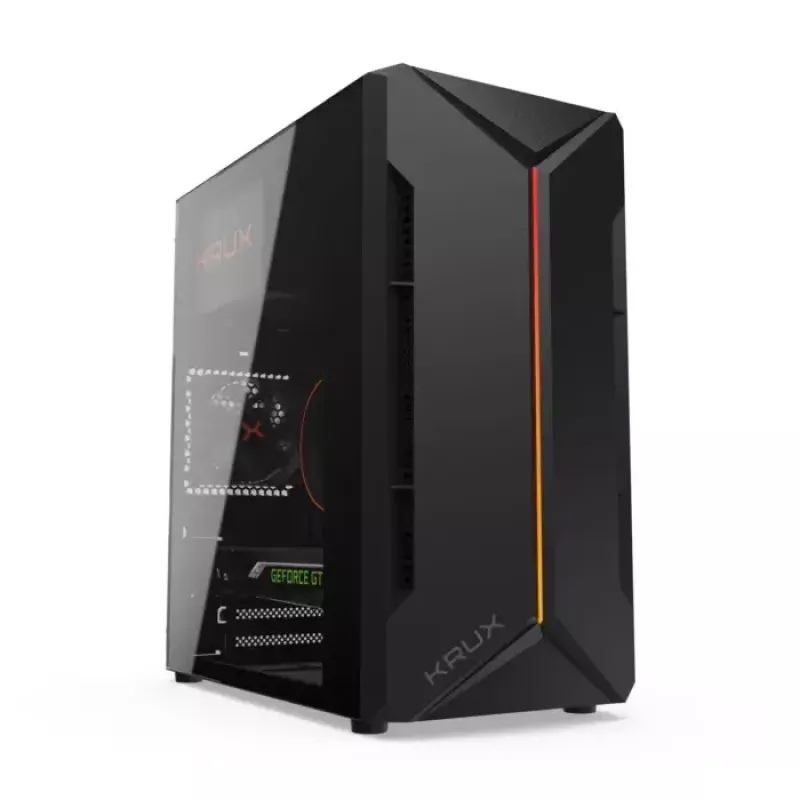 Kompiuterio korpusas KRUX Astro Cube Black – kubo dizainas, micro ATX/mini‑ITX, šoninis langas