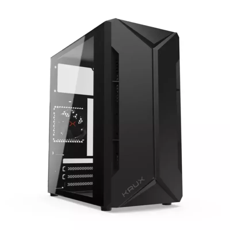 Kompiuterio korpusas KRUX Astro Cube Black – kubo dizainas, micro ATX/mini‑ITX, šoninis langas