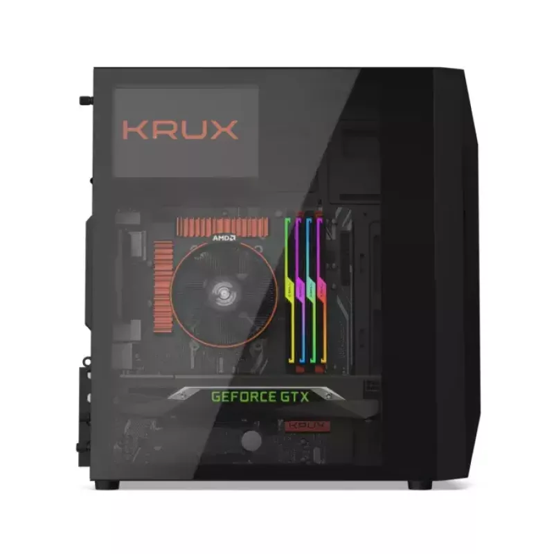 Kompiuterio korpusas KRUX Astro Cube Black – kubo dizainas, micro ATX/mini‑ITX, šoninis langas